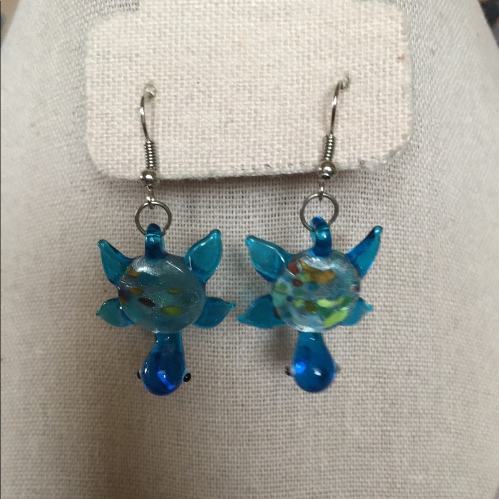 Turtle earrings pierced